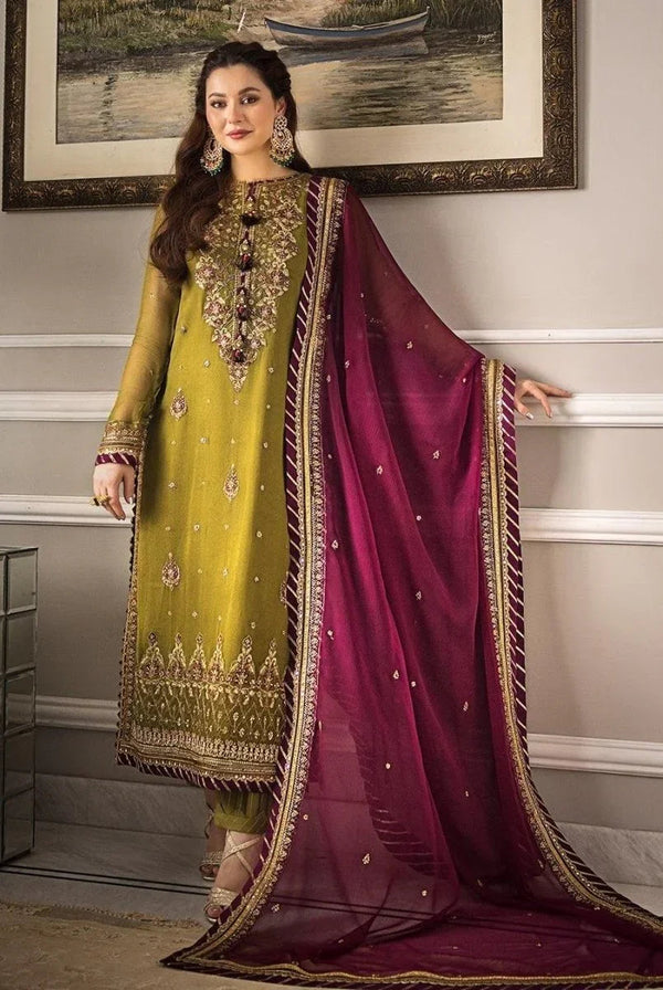 Asim Jofa Zari Sitara Embroidered Chiffon Unstitched 3 Piece Dress - AJZS 06 - 3 pieces chiffon - Zainabjees