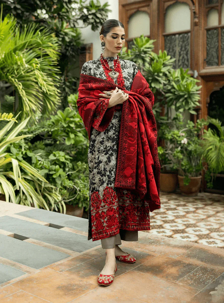 Zainab Chottani Embroidered Herringbone Unstitched 3Pc Suit D - 04 Zemestan - 3 Pieces Lawn - Zainabjees