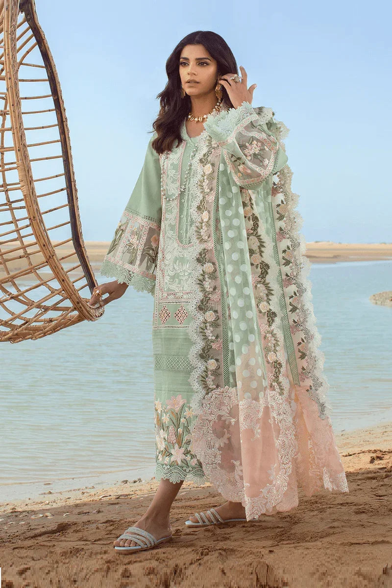 Crimson Luxury Lawn Embroidered Unstitched 3 Piece Serendipity - 5B - Seafoam - 3 Pieces Lawn - Zainabjees