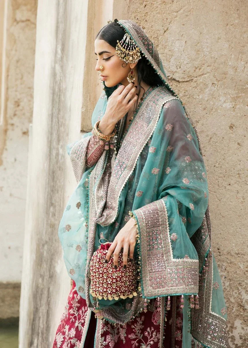 Hussain Rehar Luxury Lawn Embroidered Unstitched 3 Piece Ruby - 3 Pieces Chiffon - Zainabjees