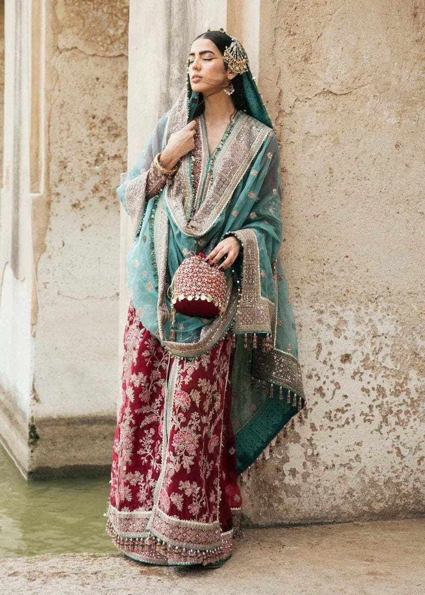 Hussain Rehar Luxury Lawn Embroidered Unstitched 3 Piece Ruby - 3 Pieces Chiffon - Zainabjees