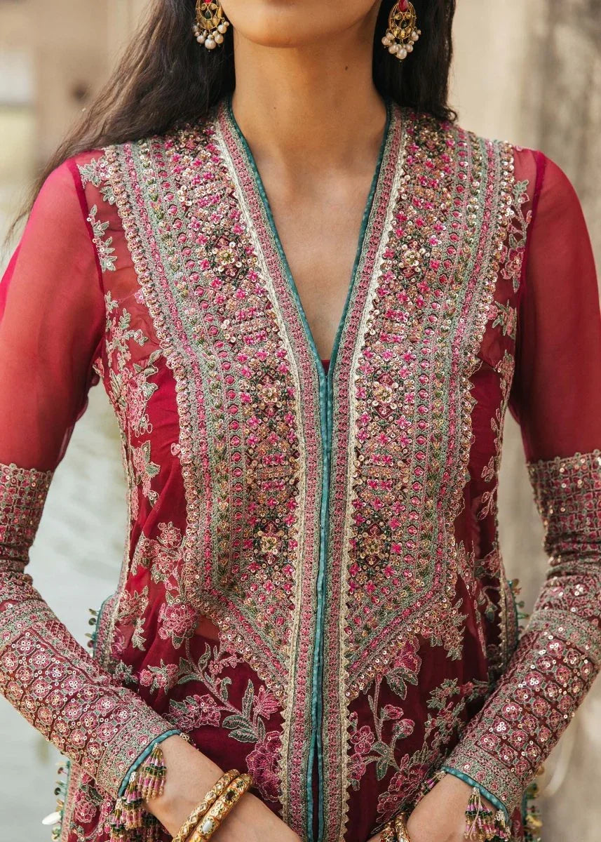 Hussain Rehar Luxury Lawn Embroidered Unstitched 3 Piece Ruby - 3 Pieces Chiffon - Zainabjees