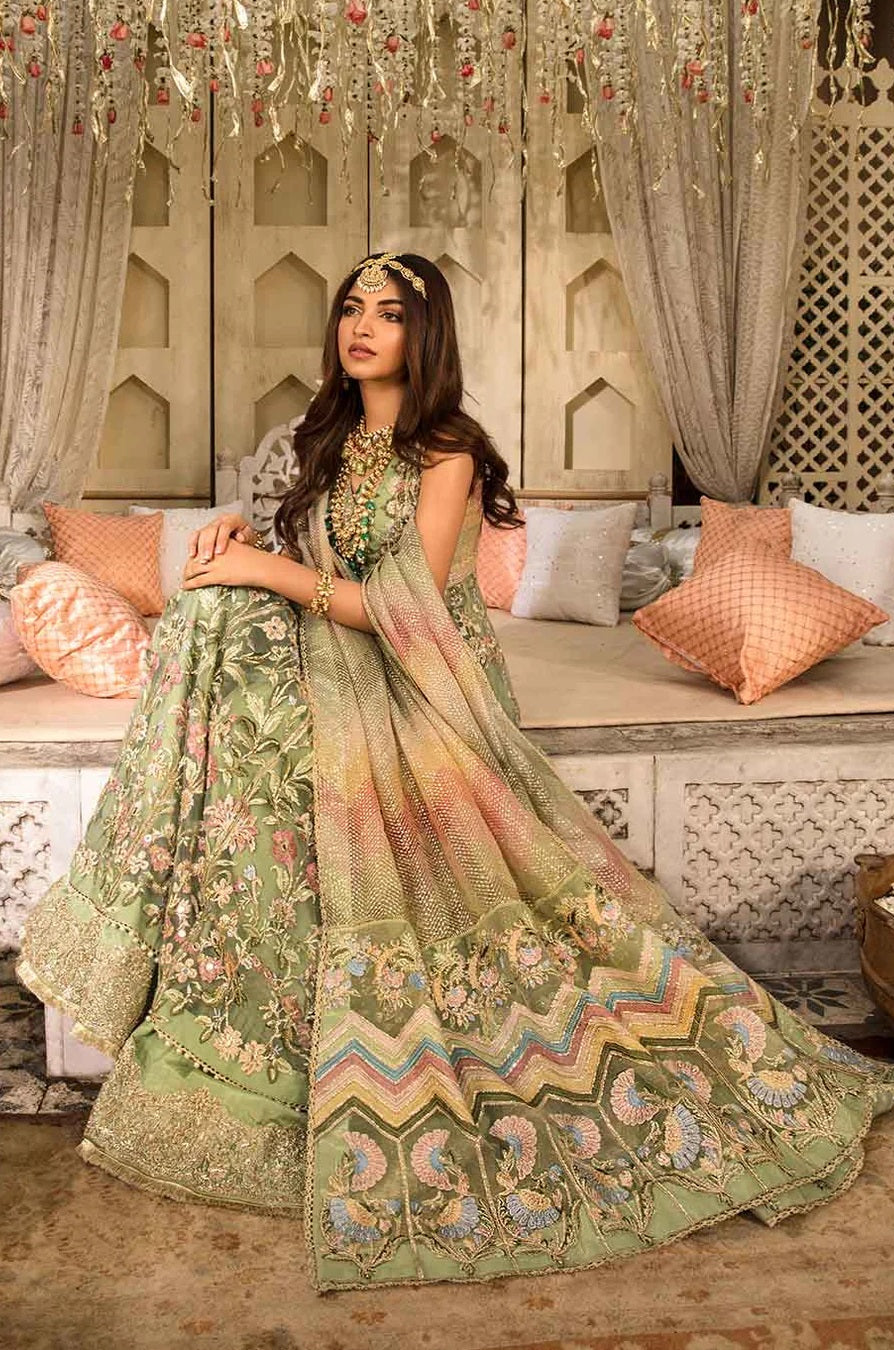 Crimson By Saira Shakira Embroidered Net Suits Unstitched CR22WD 1B Mint - SHEESHAY HAZARON