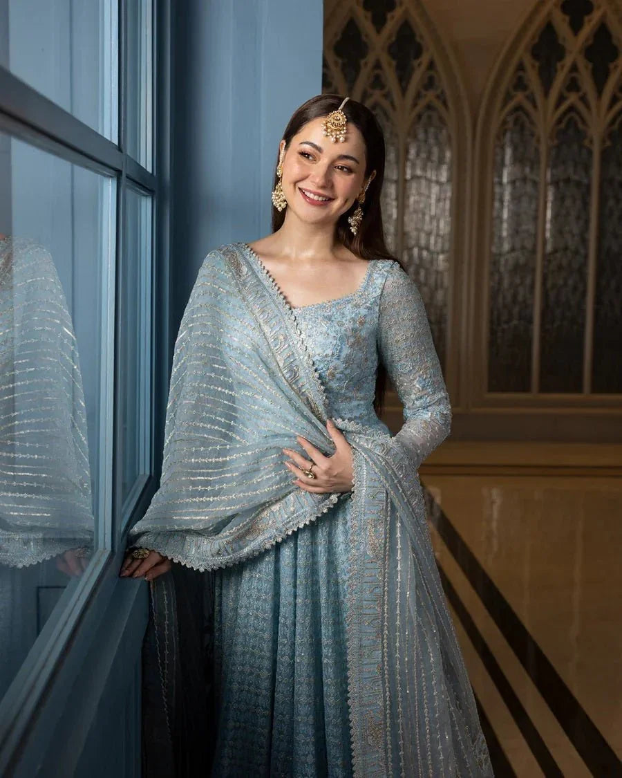 Faiza Saqlain Wedding Festive Net Embroidered Unstitched 3 Piece Miyah - 3 Pieces Net Embroidered - Zainabjees