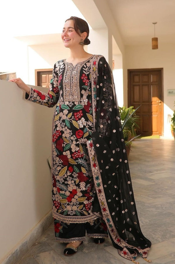 Haseen’s Mehnaaz Black Luxury Lawn Collection 3 Pc Unstitched 9B