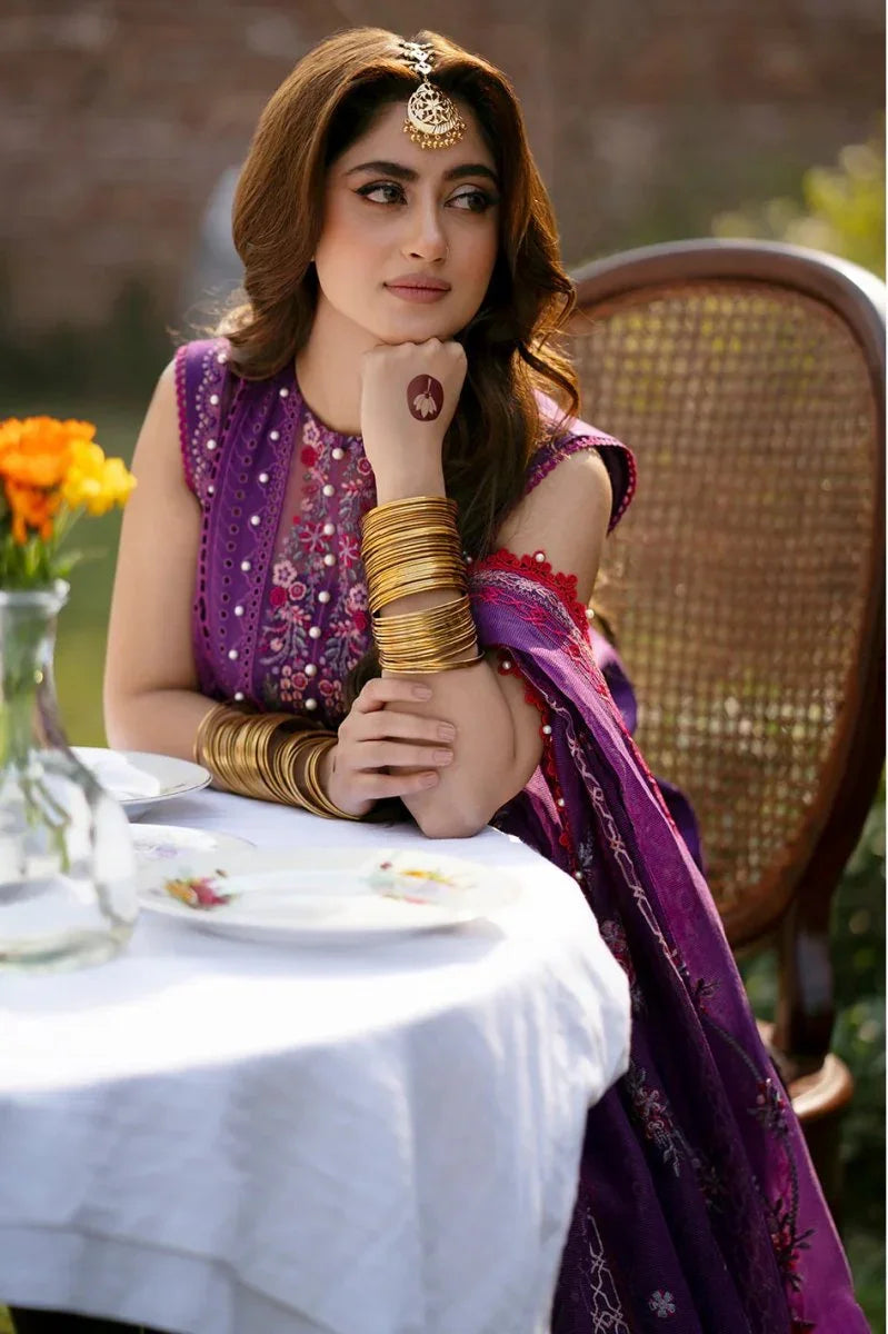 Bin Ilyas Luxury Lawn Embroidered 3 Piece Unstitched 404 - A - 3 Pieces Lawn - Zainabjees