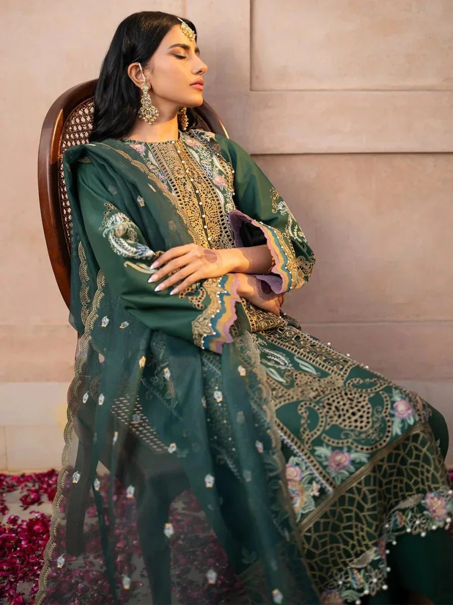 Bin Ilyas 407 - A Luxury 3 Piece Lawn Embroidered Unstitched - 3 Pieces Lawn - Zainabjees