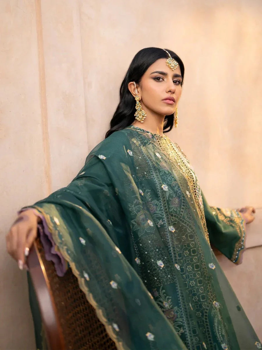 Bin Ilyas 407 - A Luxury 3 Piece Lawn Embroidered Unstitched - 3 Pieces Lawn - Zainabjees