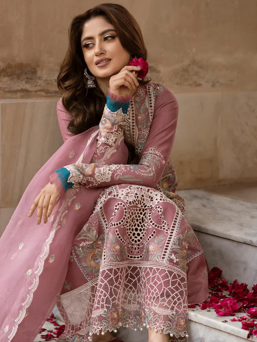 Bin Ilyas Luxury Lawn Embroidered Unstithced 3Pc Collection 407 - B DILBARO - 3 Pieces Lawn - Zainabjees