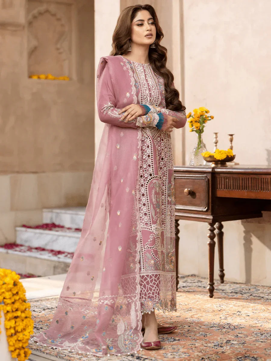 Bin Ilyas Luxury Lawn Embroidered Unstithced 3Pc Collection 407 - B DILBARO - 3 Pieces Lawn - Zainabjees