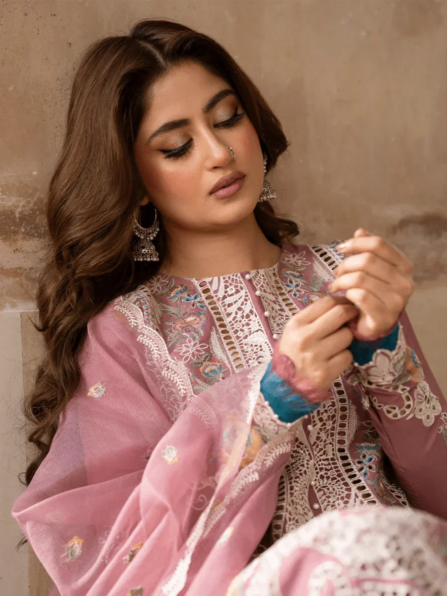 Bin Ilyas Luxury Lawn Embroidered Unstithced 3Pc Collection 407 - B DILBARO - 3 Pieces Lawn - Zainabjees