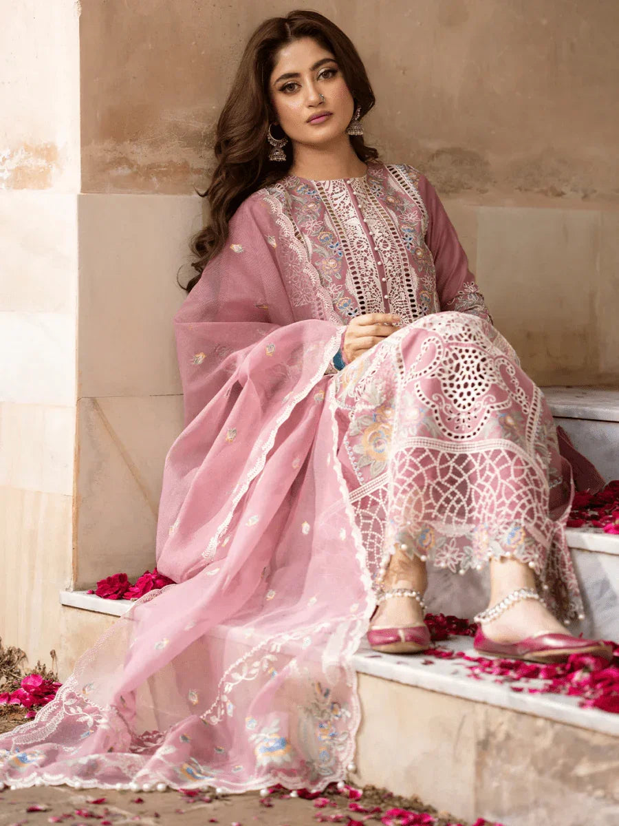 Bin Ilyas Luxury Lawn Embroidered Unstithced 3Pc Collection 407 - B DILBARO - 3 Pieces Lawn - Zainabjees