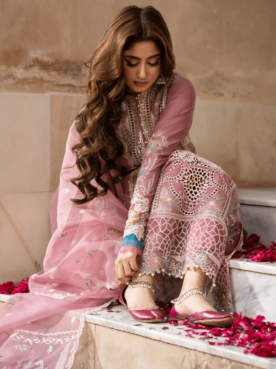 Bin Ilyas Luxury Lawn Embroidered Unstithced 3Pc Collection 407 - B DILBARO - 3 Pieces Lawn - Zainabjees