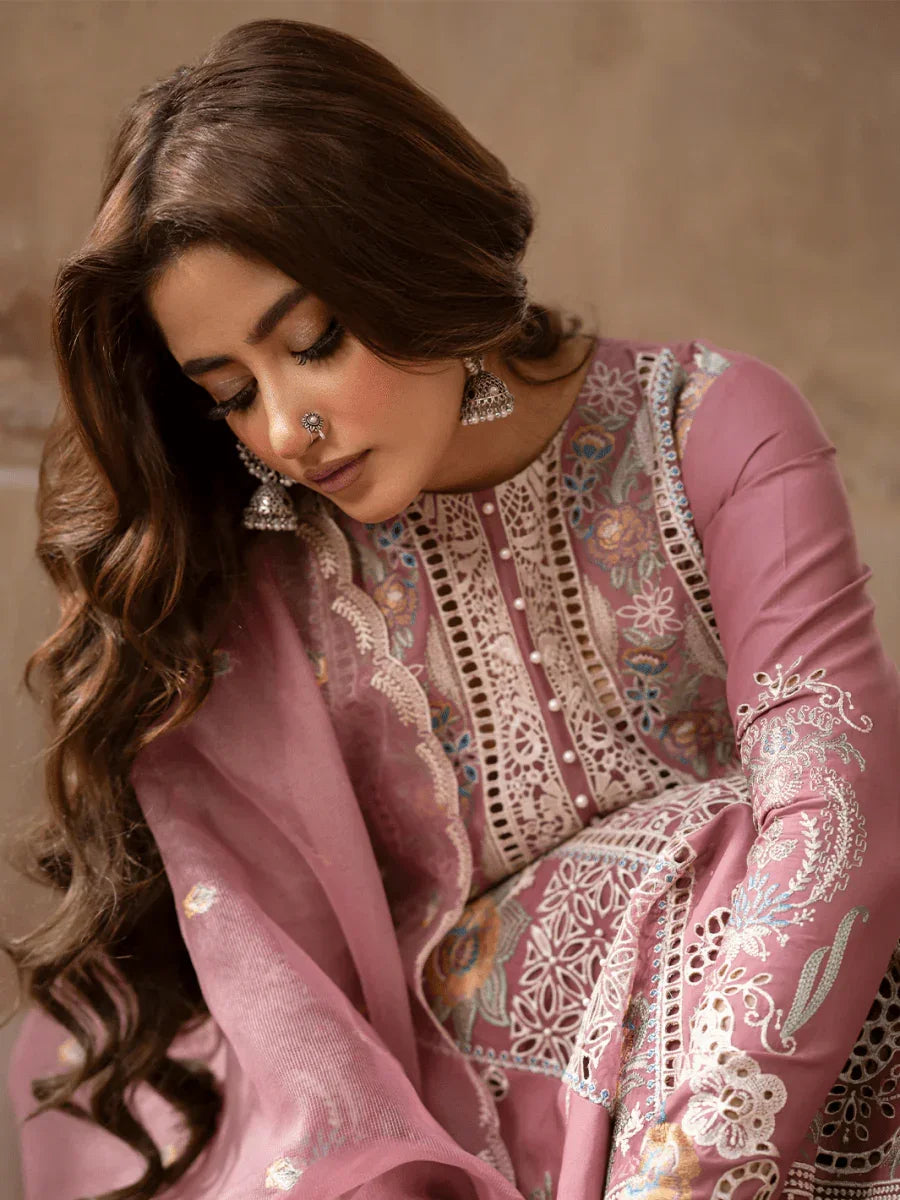Bin Ilyas Luxury Lawn Embroidered Unstithced 3Pc Collection 407 - B DILBARO - 3 Pieces Lawn - Zainabjees