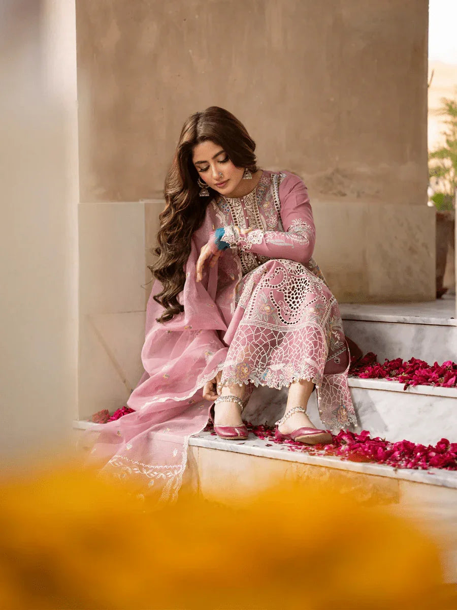 Bin Ilyas Luxury Lawn Embroidered Unstithced 3Pc Collection 407 - B DILBARO - 3 Pieces Lawn - Zainabjees