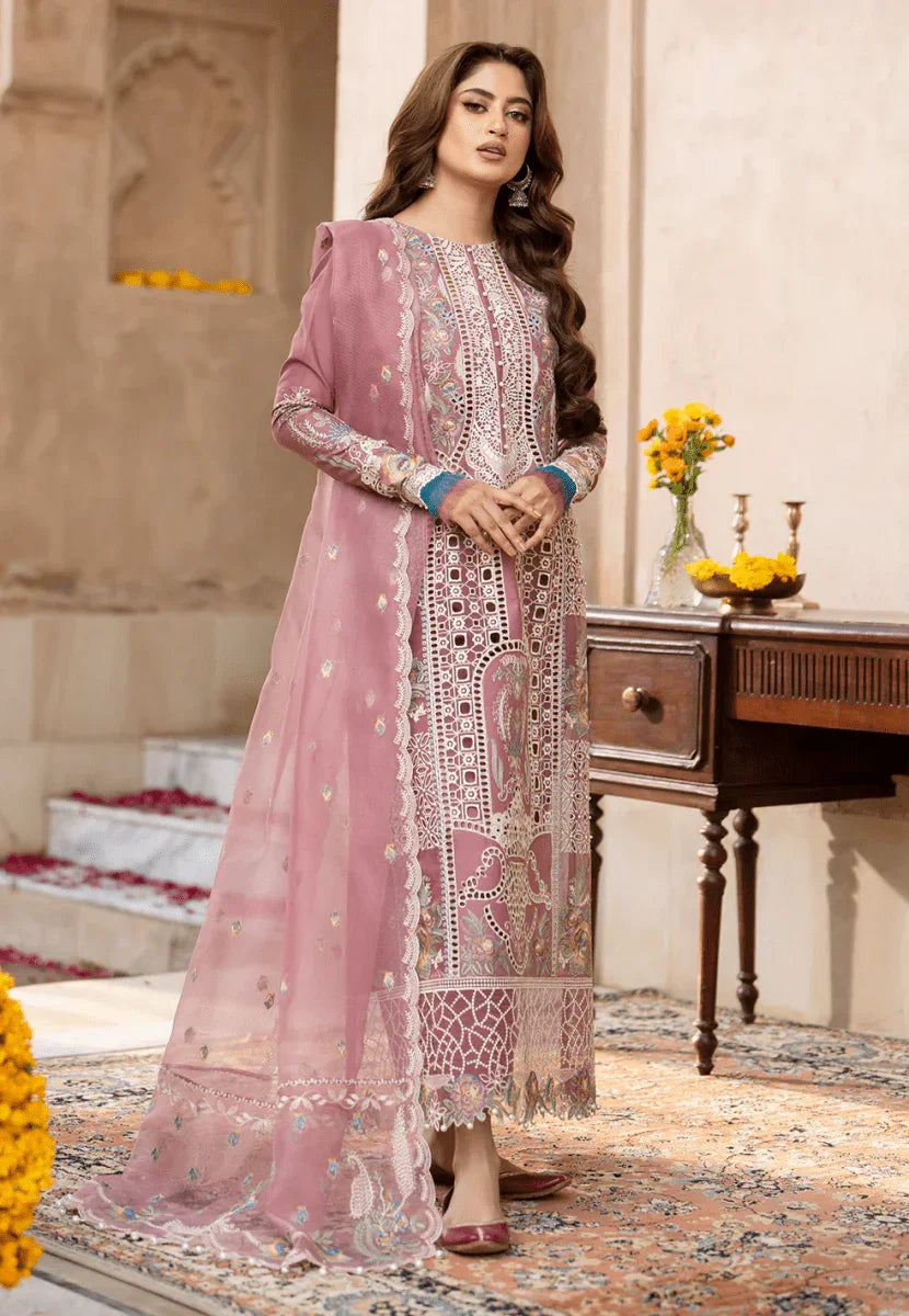 Bin Ilyas Luxury Lawn Embroidered Unstithced 3Pc Collection 407 - B DILBARO - 3 Pieces Lawn - Zainabjees