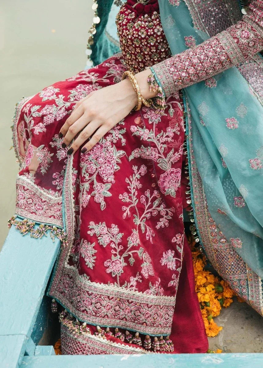 Hussain Rehar Luxury Lawn Embroidered Unstitched 3 Piece Ruby - 3 Pieces Chiffon - Zainabjees