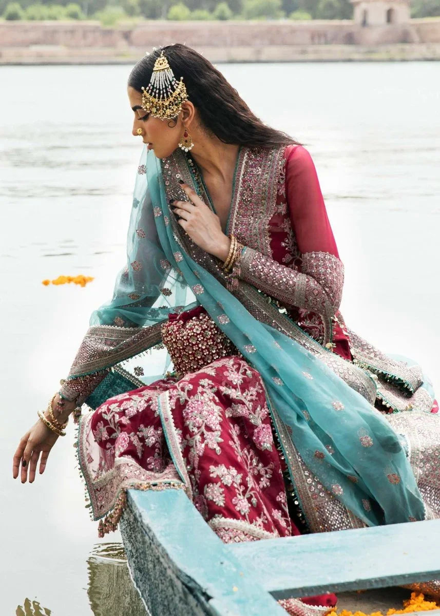 Hussain Rehar Luxury Lawn Embroidered Unstitched 3 Piece Ruby - 3 Pieces Chiffon - Zainabjees