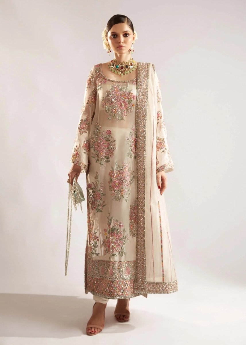 Hussain Rehar Organza Embroidered Unstitched 3 Piece Euru - 3 Pieces Organza - Zainabjees
