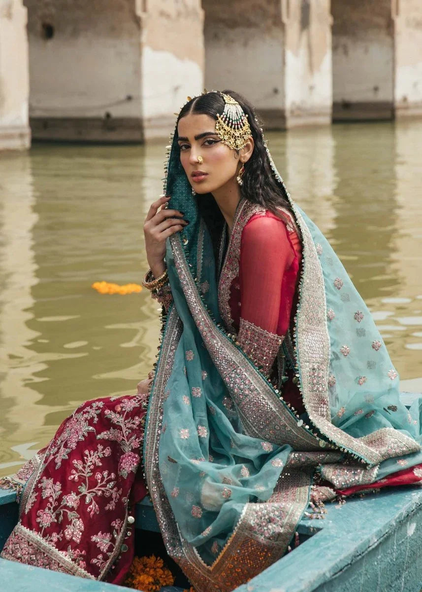 Hussain Rehar Luxury Lawn Embroidered Unstitched 3 Piece Ruby - 3 Pieces Chiffon - Zainabjees