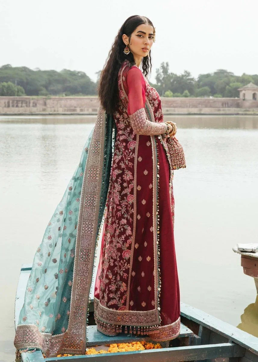 Hussain Rehar Luxury Lawn Embroidered Unstitched 3 Piece Ruby - 3 Pieces Chiffon - Zainabjees