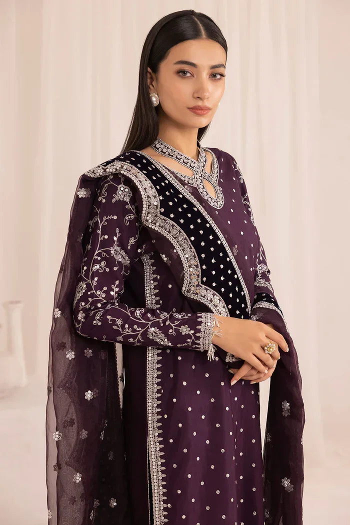 Jazmin Embroidered Raw Silk Unstitched 3 Pc Luxury Collection UR-7011