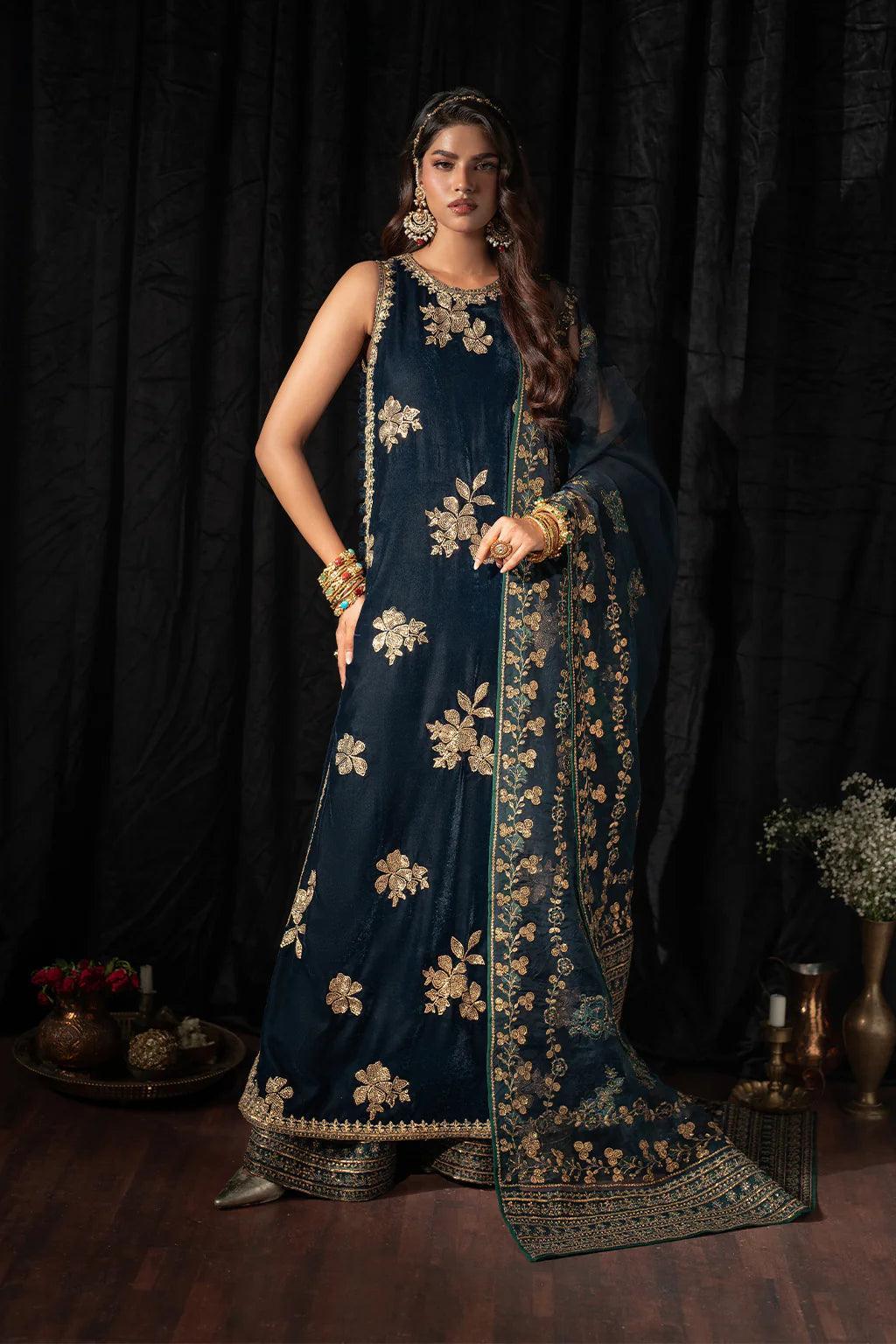 Iznik Luxury 9000 Micro Velvet Unstitched Embroidered Suits IV - 51 - 3 pieces Velvet - Zainabjees