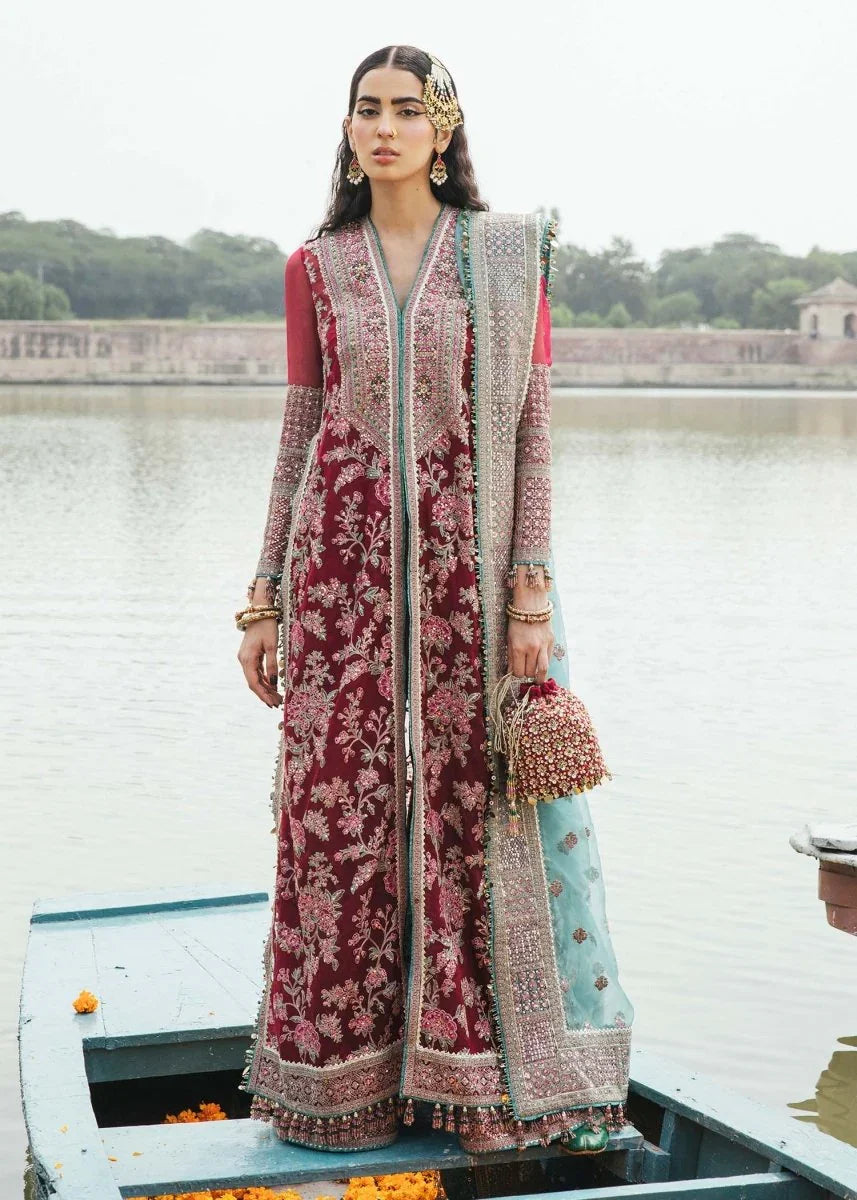 Hussain Rehar Luxury Lawn Embroidered Unstitched 3 Piece Ruby - 3 Pieces Chiffon - Zainabjees