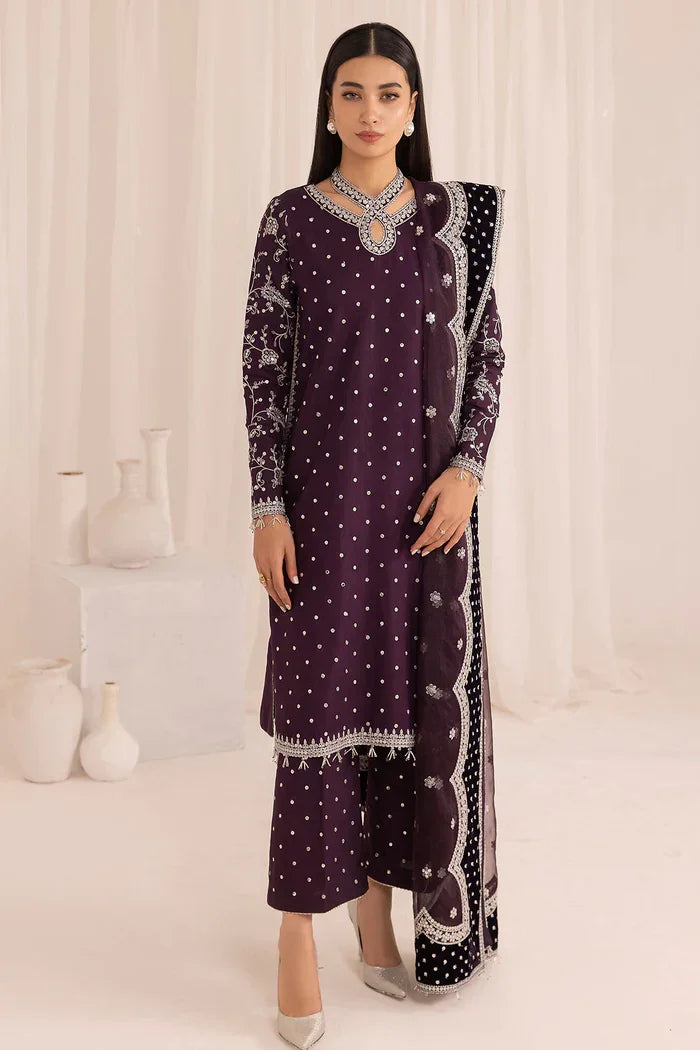 Jazmin Embroidered Raw Silk Unstitched 3 Pc Luxury Collection UR-7011