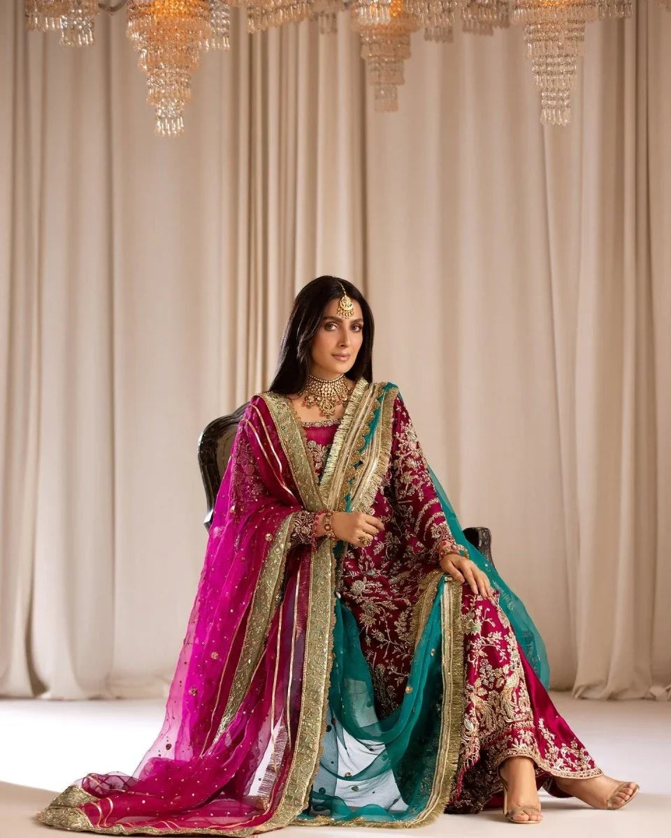 Tabya New Arrival Wedding Collection Hand Embroidered Raw Silk Unstitched TABEER - 3 Pieces Raw Silk - Zainabjees