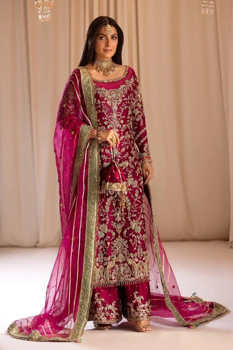 Tabya New Arrival Wedding Collection Hand Embroidered Raw Silk Unstitched TABEER - 3 Pieces Raw Silk - Zainabjees