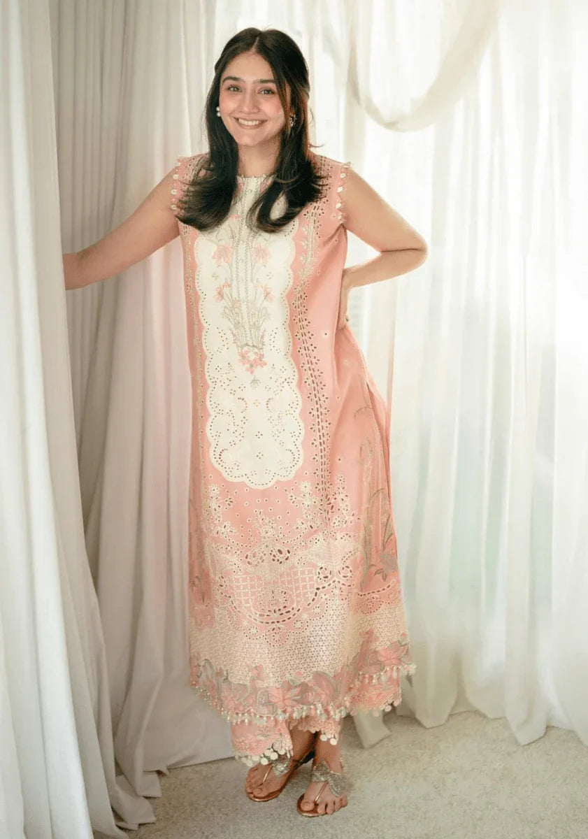 Clara By Bin Ilyas Embroidered Lawn Suit Unstitched 3 Piece 216 A - Summer Collection - 3 Pieces Lawn - Zainabjees