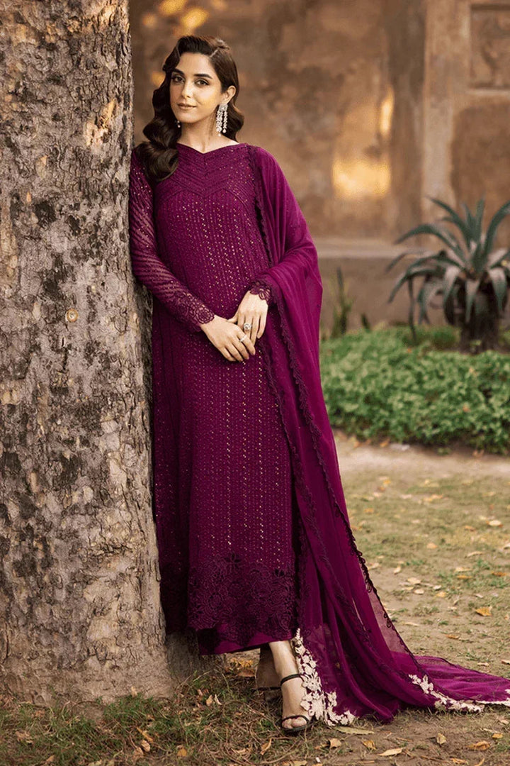 Azure Luxury Embroidered Chiffon Unstitched Collection GARNET MAJESTY - 3 pieces chiffon - Zainabjees