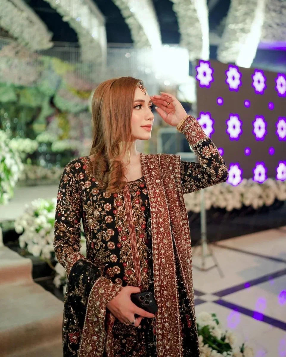 Haris Shakeel Wedding Festive Unstitched Luxury Hand Embroidered Raw Silk SHAYAANA - 3 Pieces Raw Silk - Zainabjees