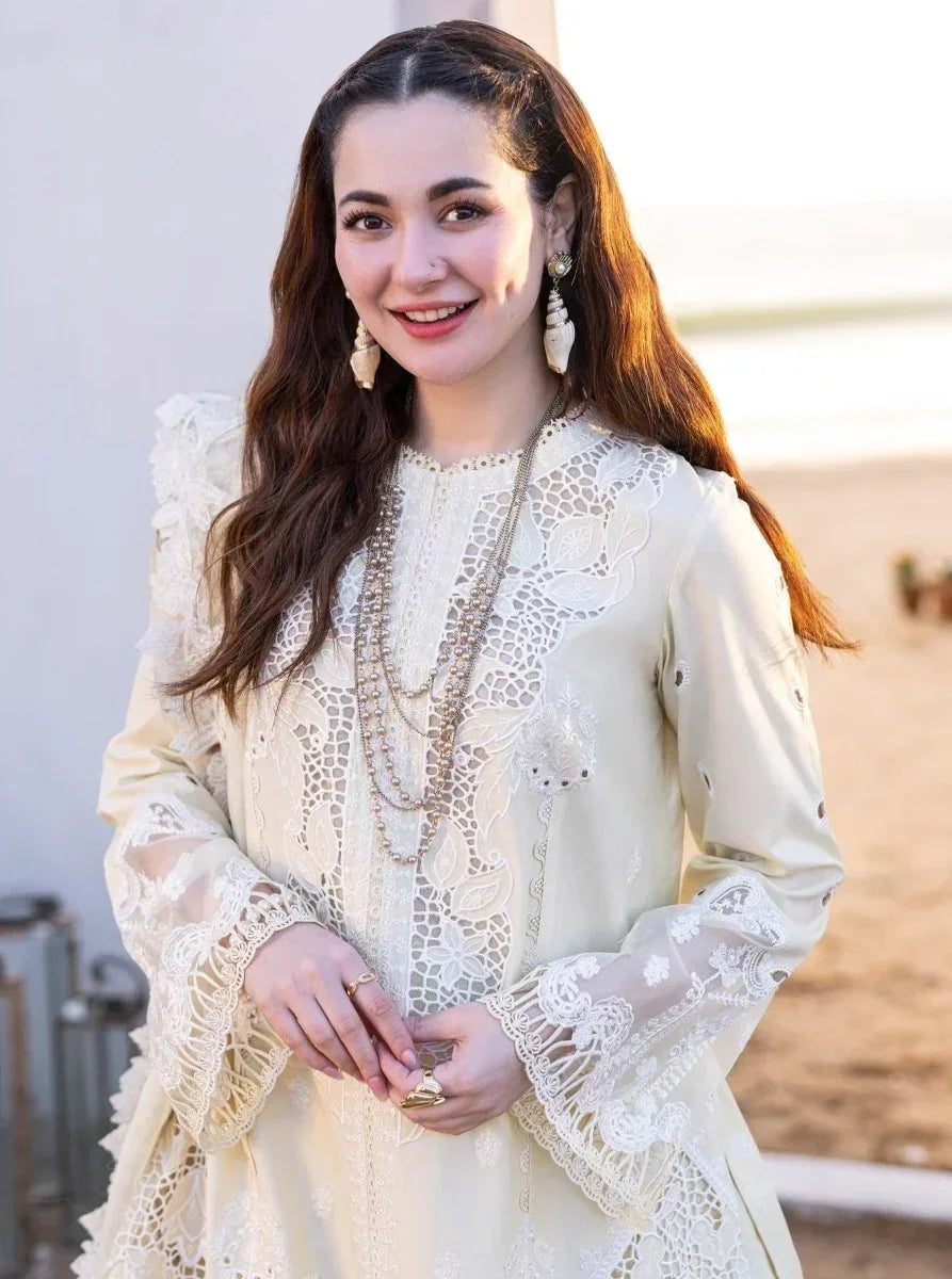 Qalamkar Sahil Kinare Luxury Lawn Embroidered Unstitched 3 Piece - FP - 01 Jana - 3 Pieces Lawn - Zainabjees