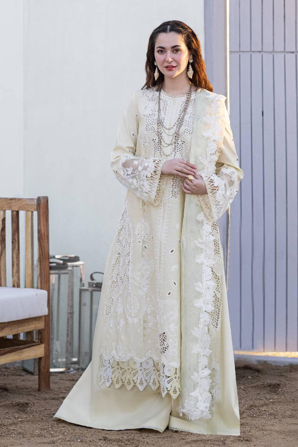 Qalamkar Sahil Kinare Luxury Lawn Embroidered Unstitched 3 Piece - FP - 01 Jana - 3 Pieces Lawn - Zainabjees