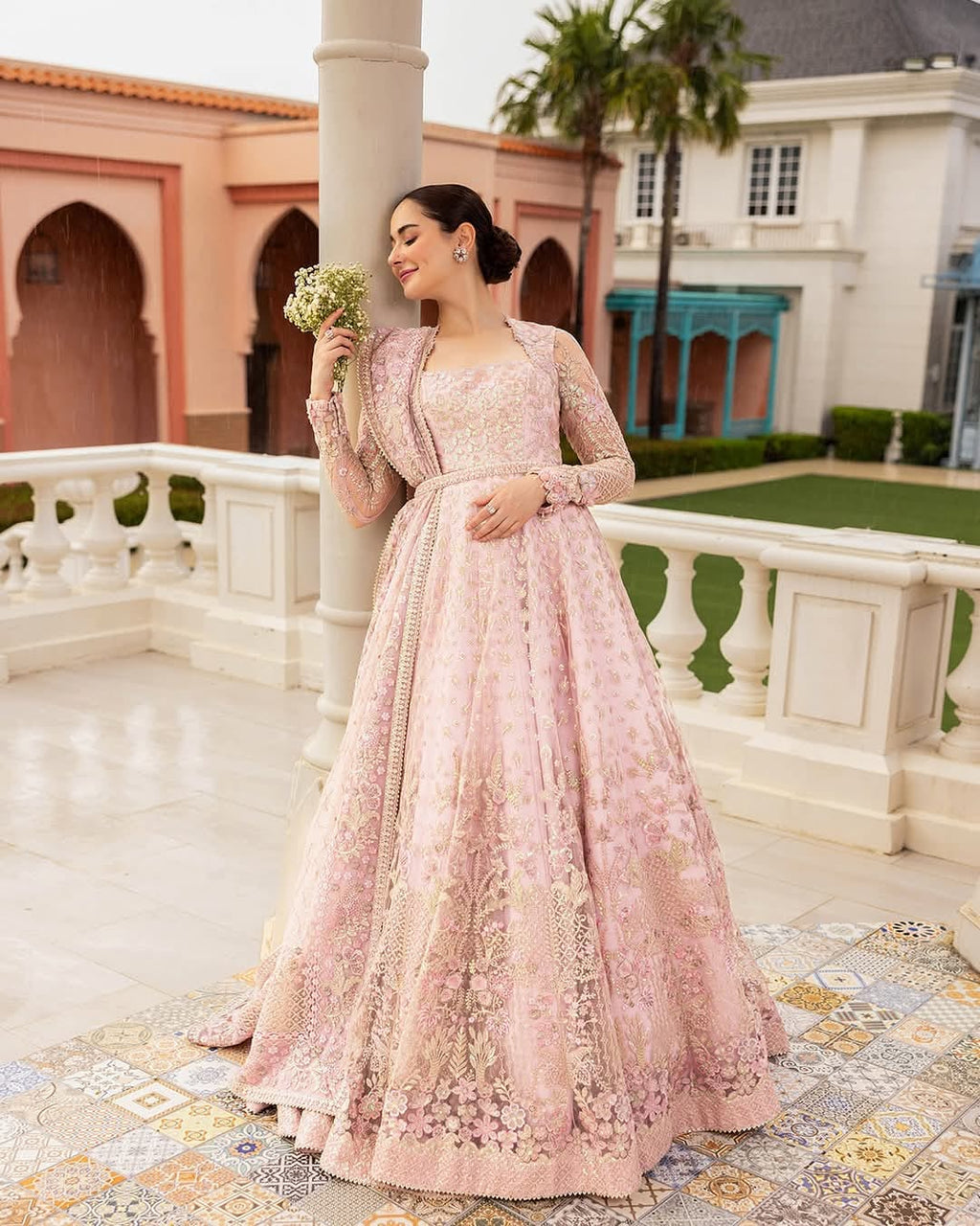 Faiza Saqlain Luxury Net Embroidered Unstitched With Hand Emblishment Ruzova-07