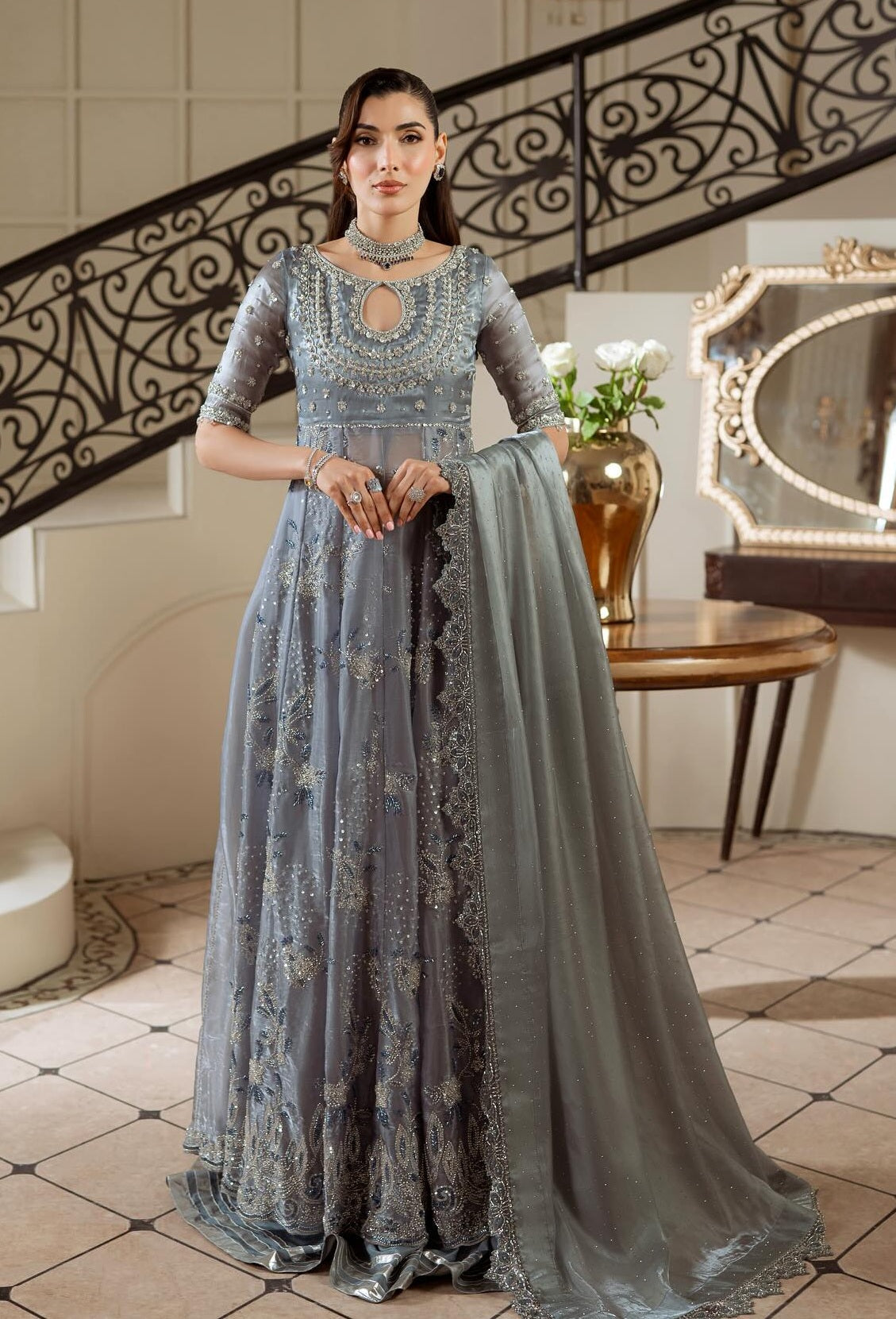 Sara Zara Luxury Organza Embroidered Unstitched 3 Piece - Rania