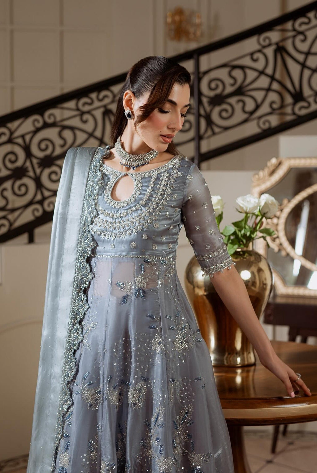 Sara Zara Luxury Organza Embroidered Unstitched 3 Piece - Rania