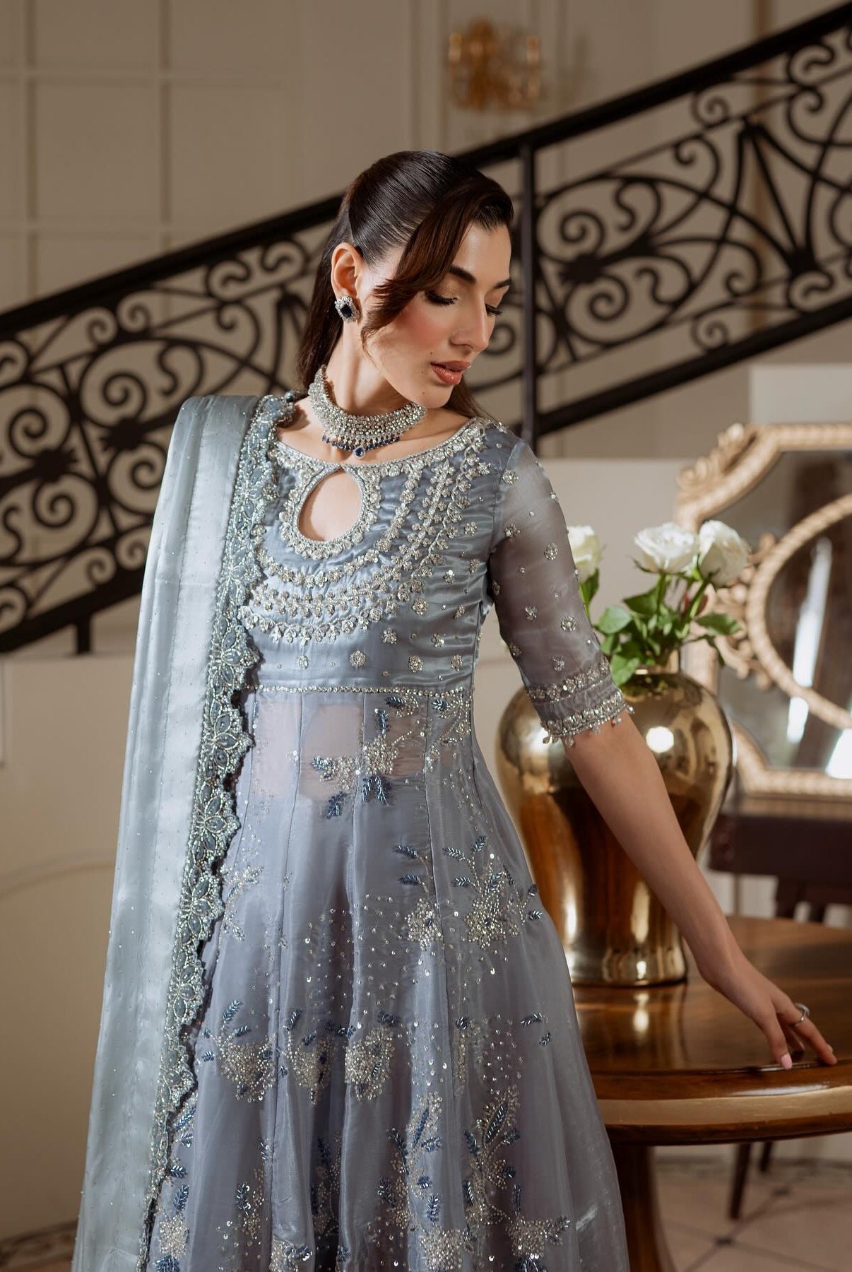 Sara Zara Luxury Organza Embroidered Unstitched 3 Piece - Rania
