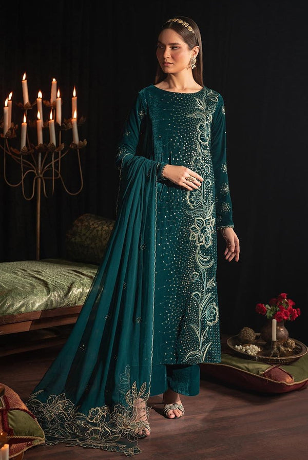 Iznik Luxury Velvet Embroidered Suit Unstitched 3 Piece - IV-47