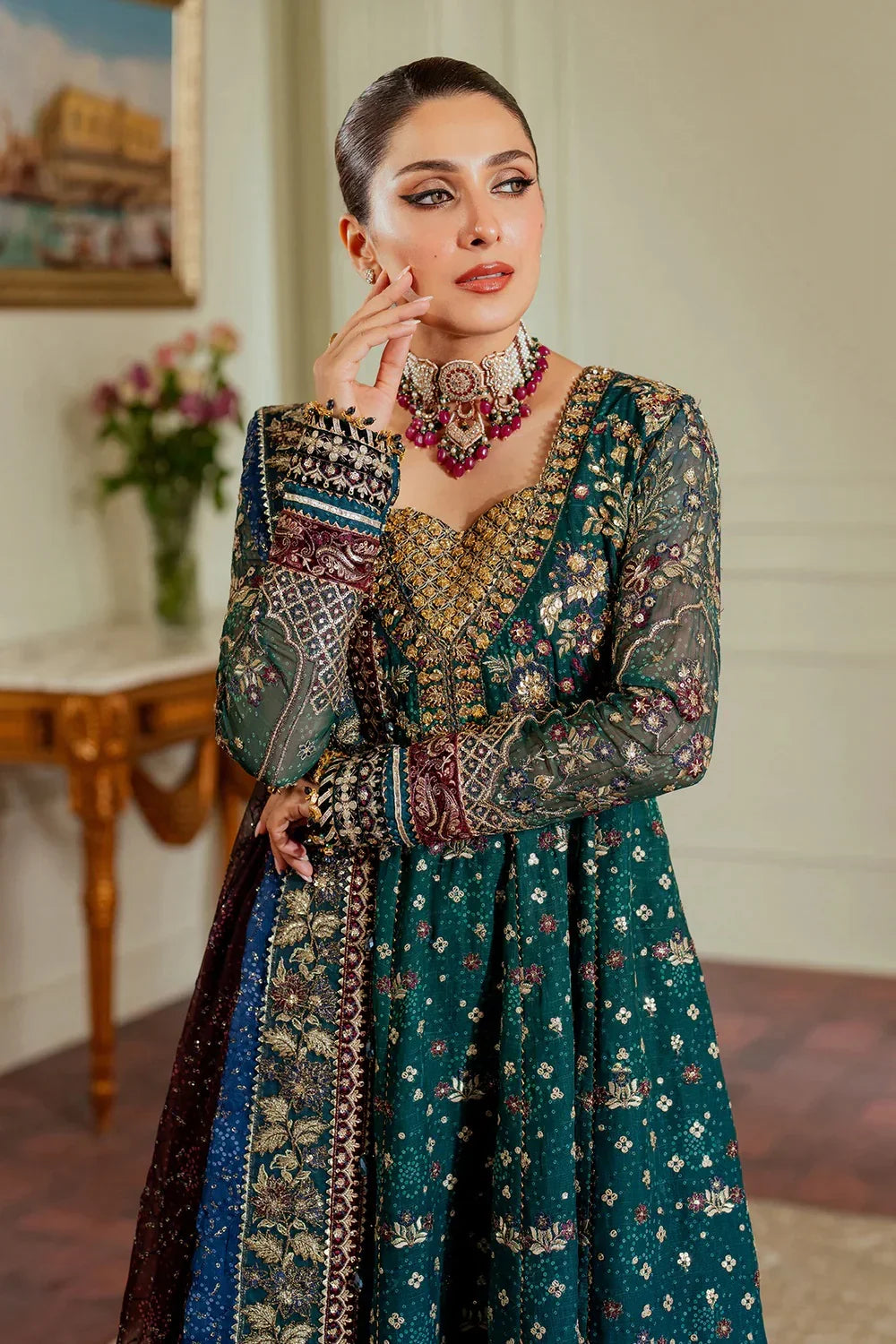 Baroque Luxury Chiffon Embroidered Unstitched  3 Piece CH13-03