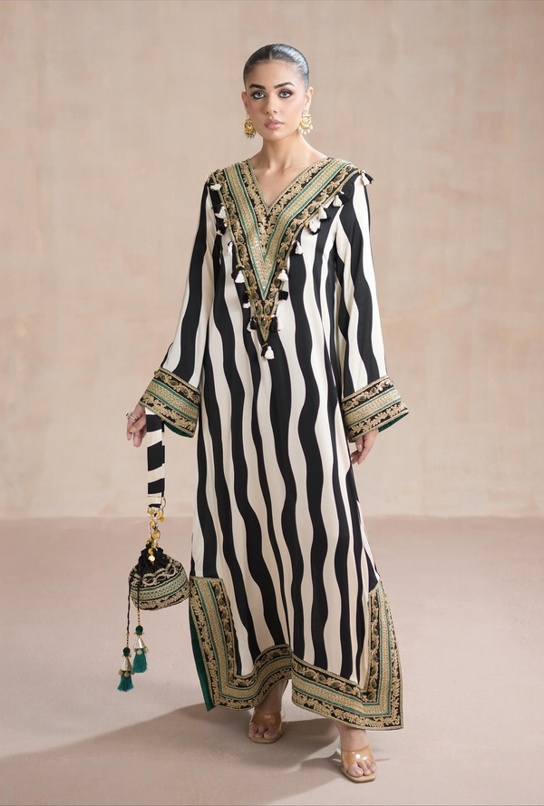 Amara & Sara Luxury Silk Embroidered Collection Bohemian Stripes