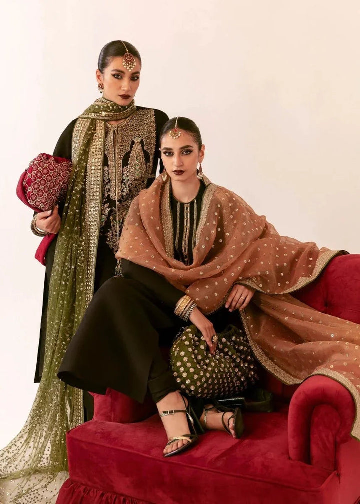 Hussain Rehar Raw Silk Hand Embroidered Unstitched 3 Piece - Darya - 3 Pieces Raw Silk - Zainabjees