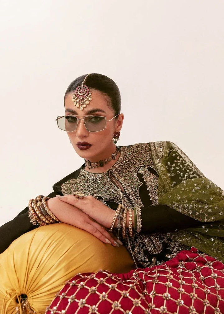 Hussain Rehar Raw Silk Hand Embroidered Unstitched 3 Piece - Darya - 3 Pieces Raw Silk - Zainabjees