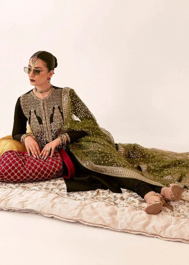 Hussain Rehar Raw Silk Hand Embroidered Unstitched 3 Piece - Darya - 3 Pieces Raw Silk - Zainabjees