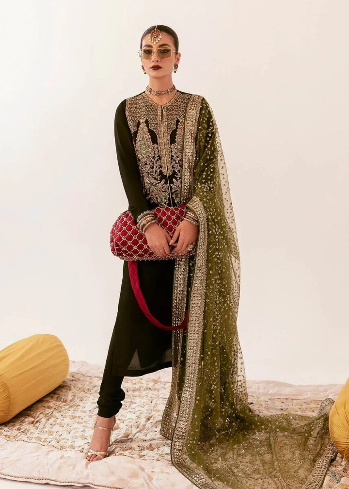 Hussain Rehar Raw Silk Hand Embroidered Unstitched 3 Piece - Darya - 3 Pieces Raw Silk - Zainabjees