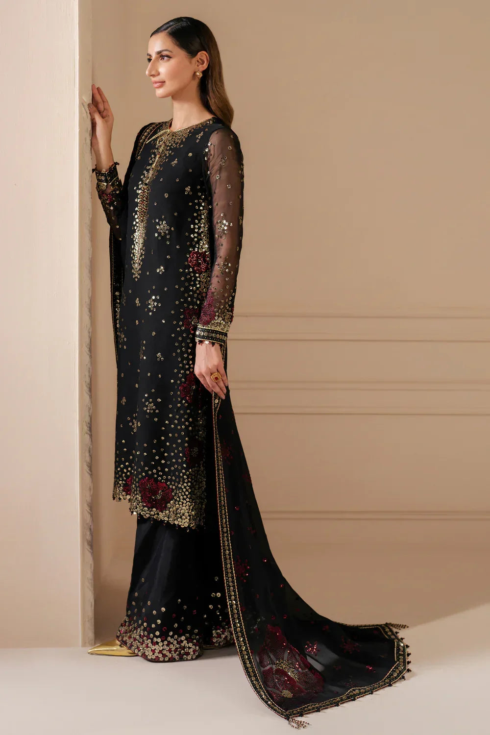 Jazmin Luxury Chiffon Embroidered 3 Pc Collection Unstitched UC - 3070 - 3 Pieces Chiffon - Zainabjees