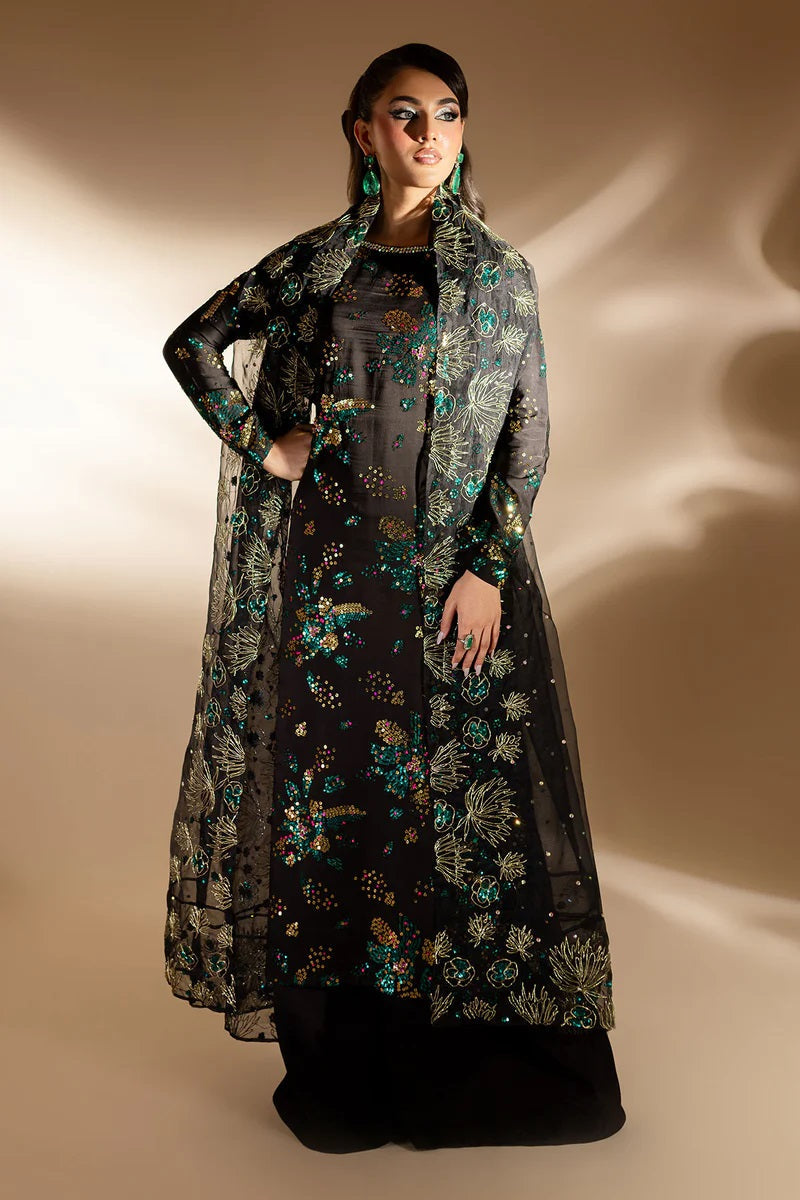 Nureh Luxury Raw Silk Unsticthed 3 Piece - TW-02 Golden Star Dust