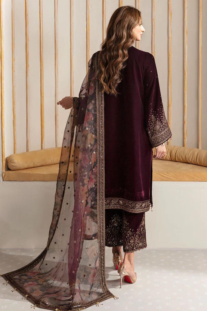 Jazmin Embroidered Velvet Formal 3 Pieces Unstitched JZ-VF-2225 Luxury Collection